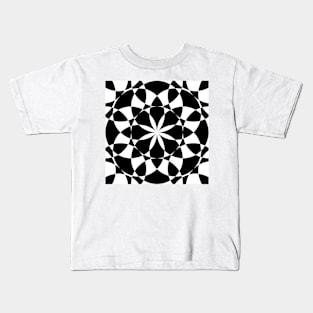 Black and white flower mandala mosaic Kids T-Shirt
